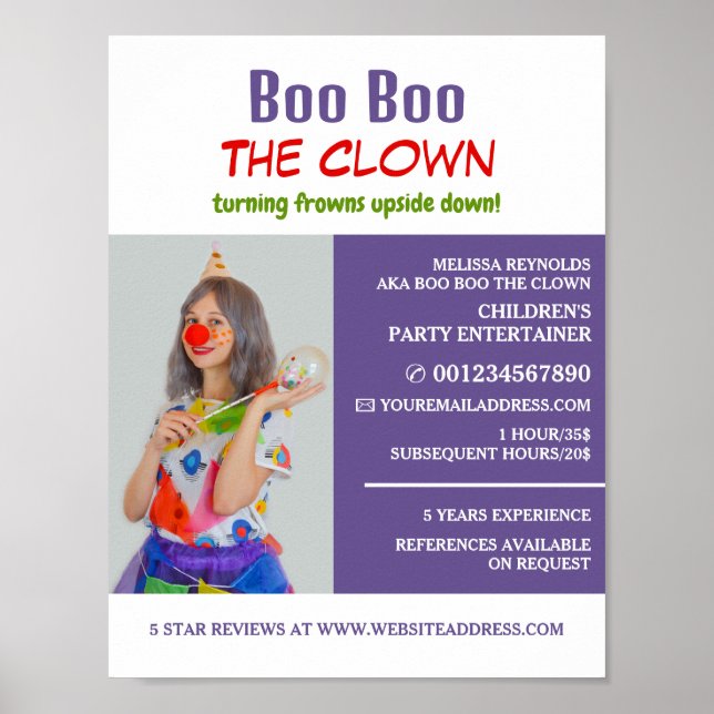 Poster Photographie personnalisée, Entertainer pour enfan (Devant)