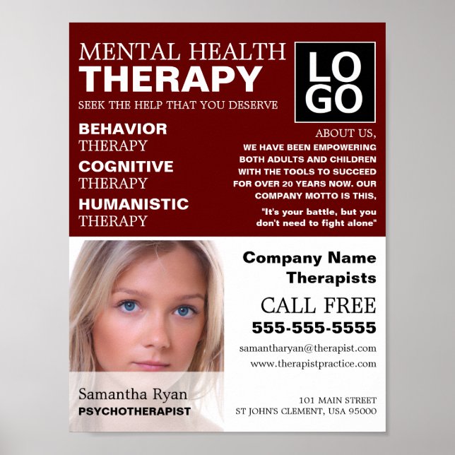 Poster Photographie personnalisée, Psychothérapeute, Thér (Devant)