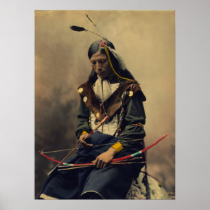 Poster Photographie vintage d'homme cherokee avec l'arc