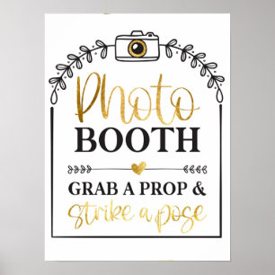 Poster Photomaton Frappez une Pose Mariage Or Blanc