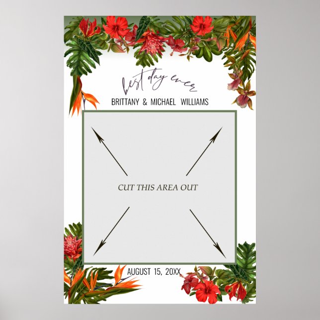 Poster Photomaton Jour de Mariage Floral Brise Tropicale (Devant)