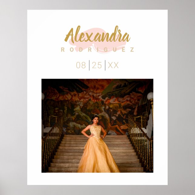 Poster Photos Blush Pink & Gold Quinceanera (Devant)