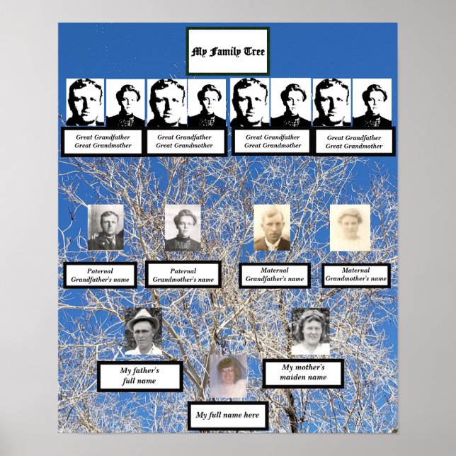 Poster Photos de l'arbre généalogique de la famille de qu (Devant)