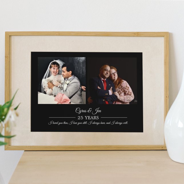 Poster Photos Maintenant et Alors Texte Argent Photo d'An (Créateur téléchargé)