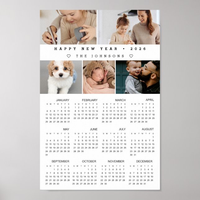 Poster Photos personnalisées Nouvel An 12 Mois Calendrier (Devant)