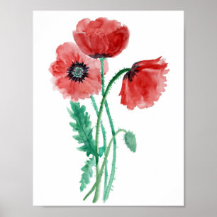 Poster Photos rouges en aquarelle