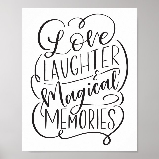 Poster Phrase de typographie | Amour Rires Souvenirs Magi (Devant)