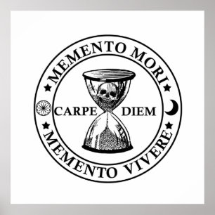 Poster Phrase latin - Memento Mori Memento Vivere