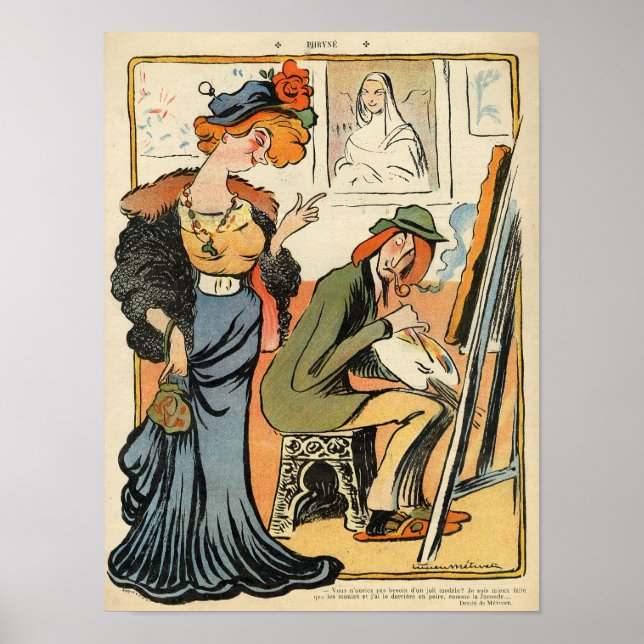 Poster Phryne : caricature du modèle d'un artiste (Devant)