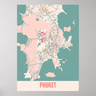 Poster Phuket - Carte de la ville de Thailand Chalk