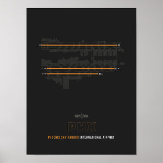 Poster PHX - Phoenix Sky Harbor Airport Runway Diagram Ar