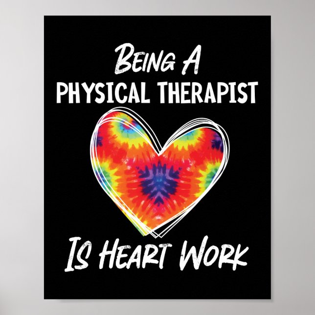 Poster Physothérapie Assistant Thérapie Tie Dye Heart (Devant)