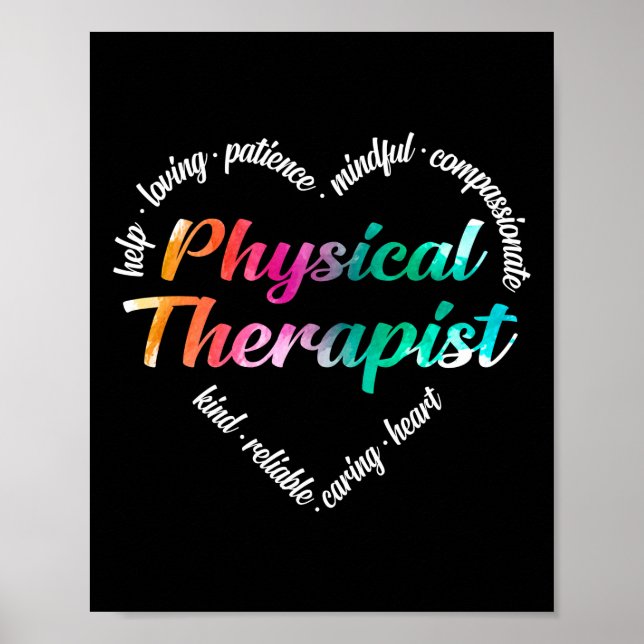 Poster Physothérapie Heart Word Nuage Aquarelle (Devant)