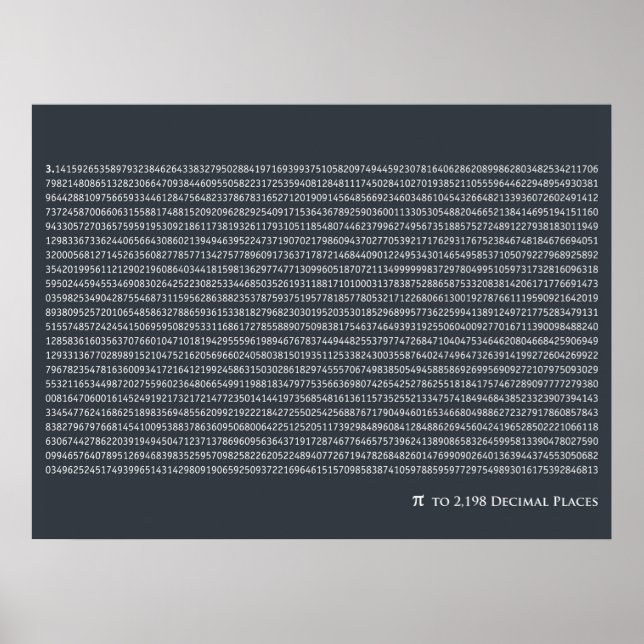 Poster Pi à 2 198 décimales (Devant)