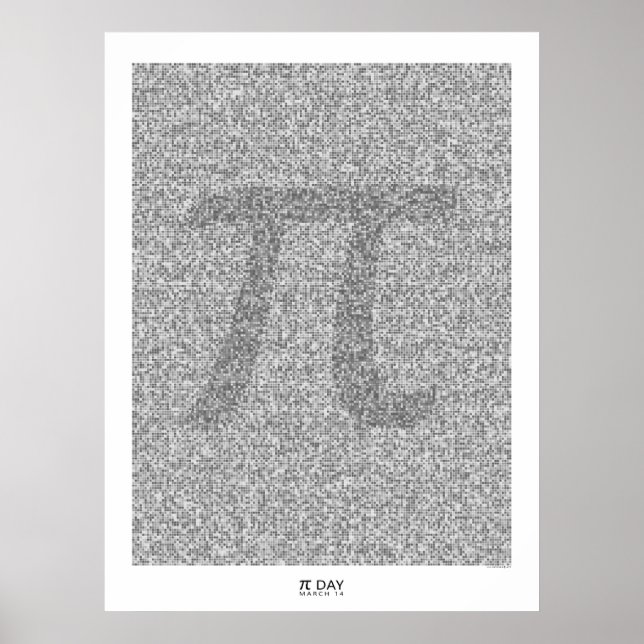 Poster Pi art à la 31,415ème décimale avec grand Pi (Devant)
