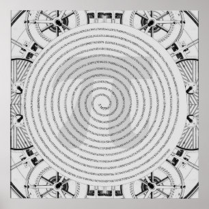 Poster Pi dans une spirale à 2210 chiffres dans l'affiche