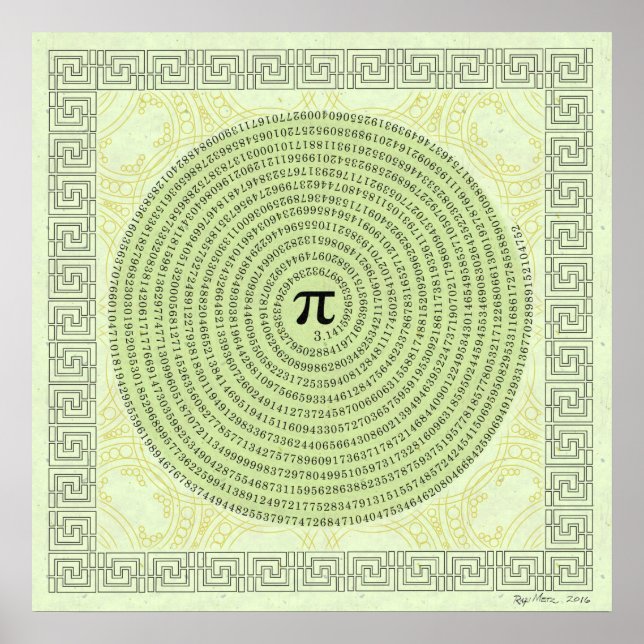 Poster Pi dans une spirale ~ Math comme art (Devant)