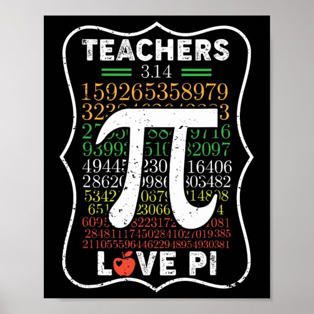 Poster Pi Day 3.14 Enseignants Aimer Pi Math Enseignants  (Devant)