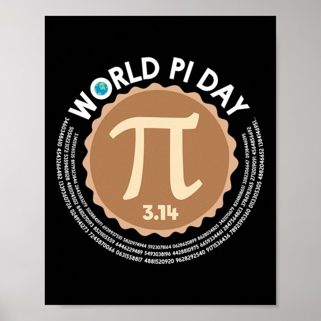 Poster Pi Day - 3.14 Mars 14 - Math Geometry Nerd - Pie (Devant)