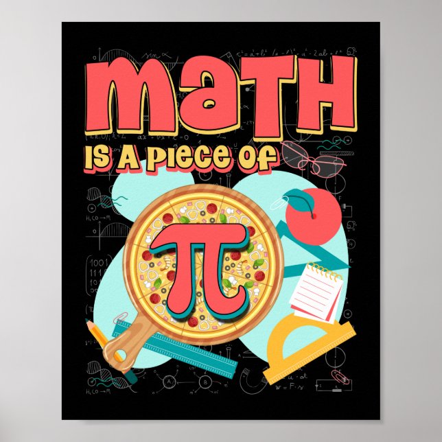 Poster Pi day 3.14 Math Is A Piece Of Pizza (Devant)