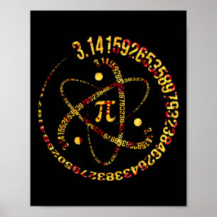 Poster Pi Day Atom Pi 3.14 Science Math Lover