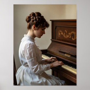 Poster Pianiste femme vintage