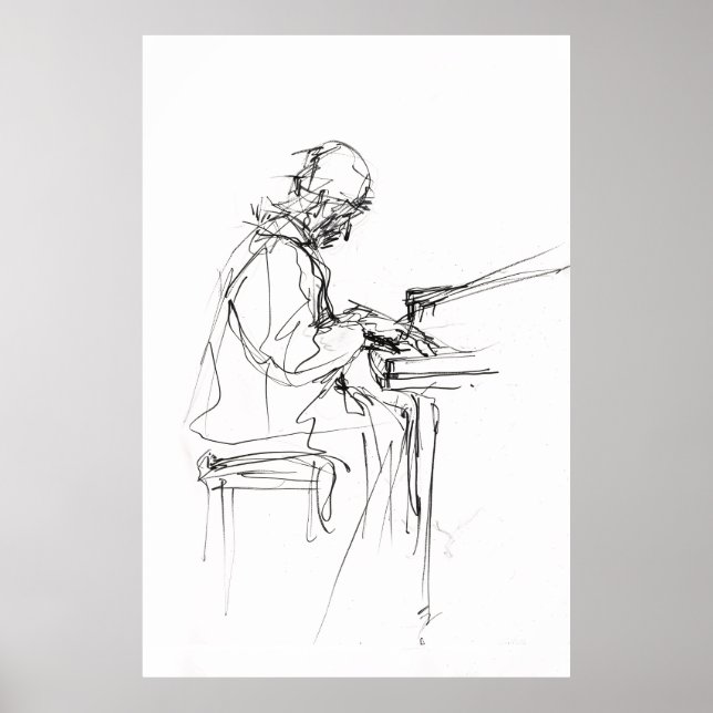Poster Pianiste minimaliste Abstrait - (Devant)