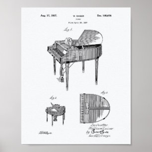 Poster Piano 1937 Brevet Art Livre blanc