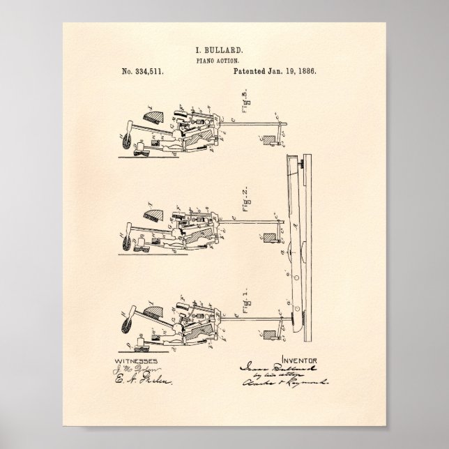Poster Piano Action 1886 Brevet Art Vieux Poivre (Devant)