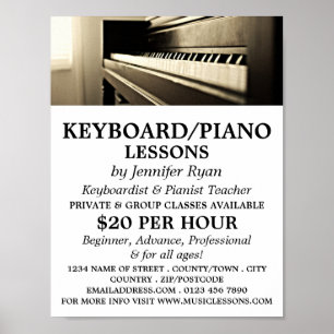 Poster Piano Classique, Clavier, Cours de Piano