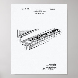 Poster Piano Clavier 1925 Brevet Art Livre blanc