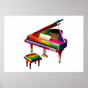 Poster Piano de couleur arc-en-ciel