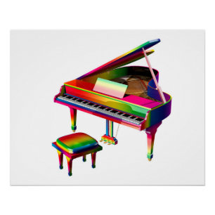 Poster Piano de couleur arc-en-ciel