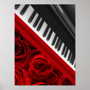 Poster Piano et Rose