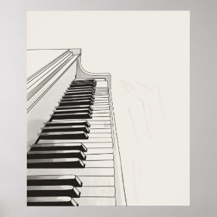 Poster Piano touches musique minimaliste ligne art
