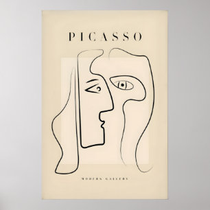 Poster Picasso Deux Visages Profils Abstraits Art Linéair