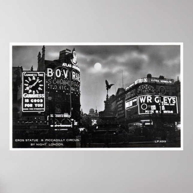 Poster Piccadilly Circus, Londres Vintage (Devant)