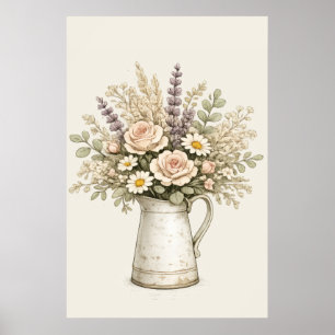 Poster Pichet Floral Rustique