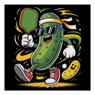 Poster Pickle Jouant au Pickleball