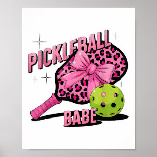 Poster Pickleball Babe Pink Leopard Style Rétro Pour Le S