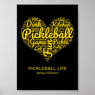 Poster Pickleball Life Word Typographie d'art Personnalis