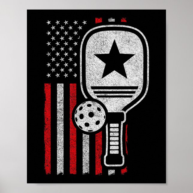 Poster Pickleball Player - American Flag Pickleball - Pic (Devant)