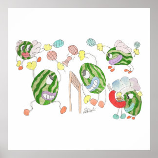 Poster Pickleball Team crazy cartoon group