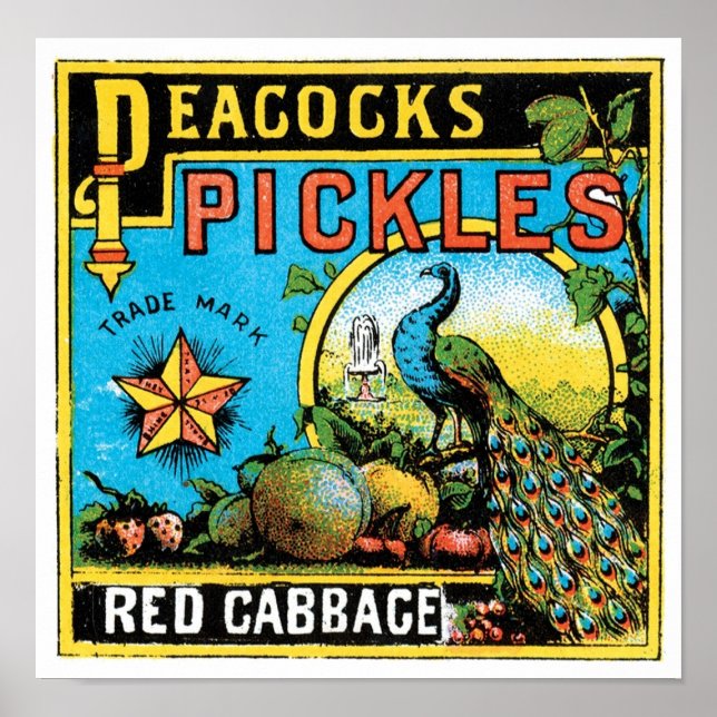 Poster Pickles de Peacock Étiquette de chou rouge (Devant)