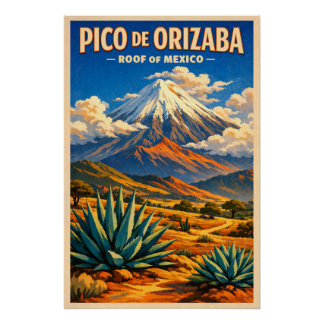 Poster Pico de Orizaba, Mexique, dans un classique rétro