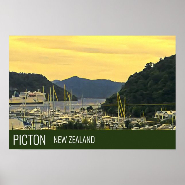 Poster Picton Nouvelle-Zélande Marlborough Sounds imprime (Devant)