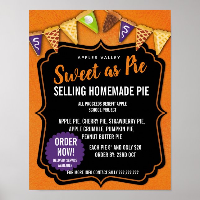 Poster PIE VENTE à tarte événement FLYER (Devant)