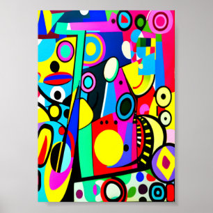 Poster Pièce D'Art Abstraite Aux Couleurs Téméraires Disp