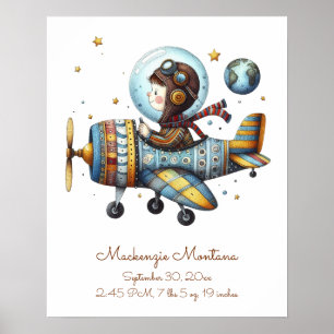 Poster Pièce de bébé personnalisée Pièce d'art Avion de v