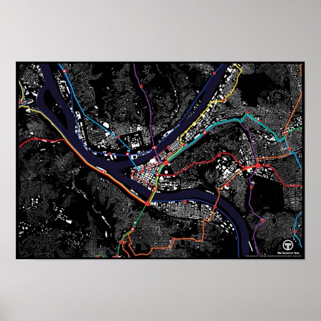 Poster Pièce de la silhouette de Pittsburgh Light Rail (Devant)